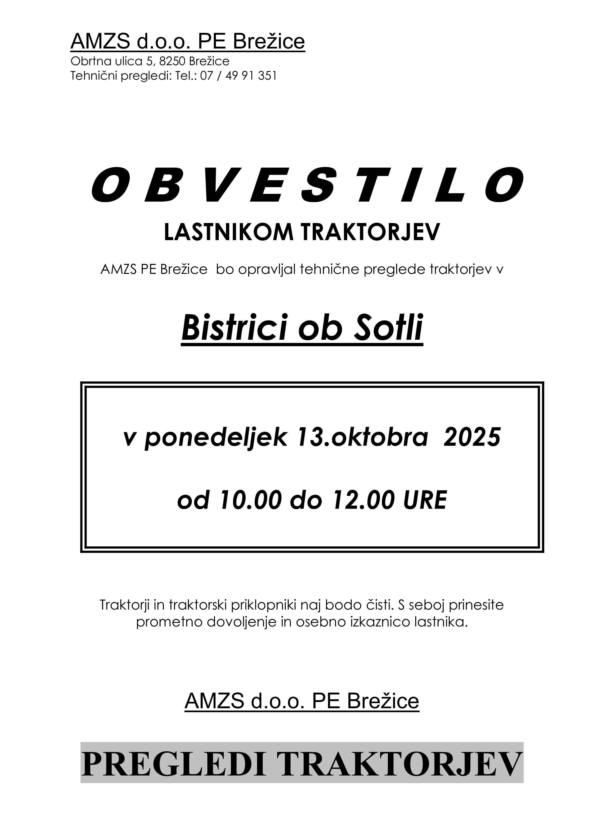 OBVESTILO T.P.-traktorji Bistrica okt 2025